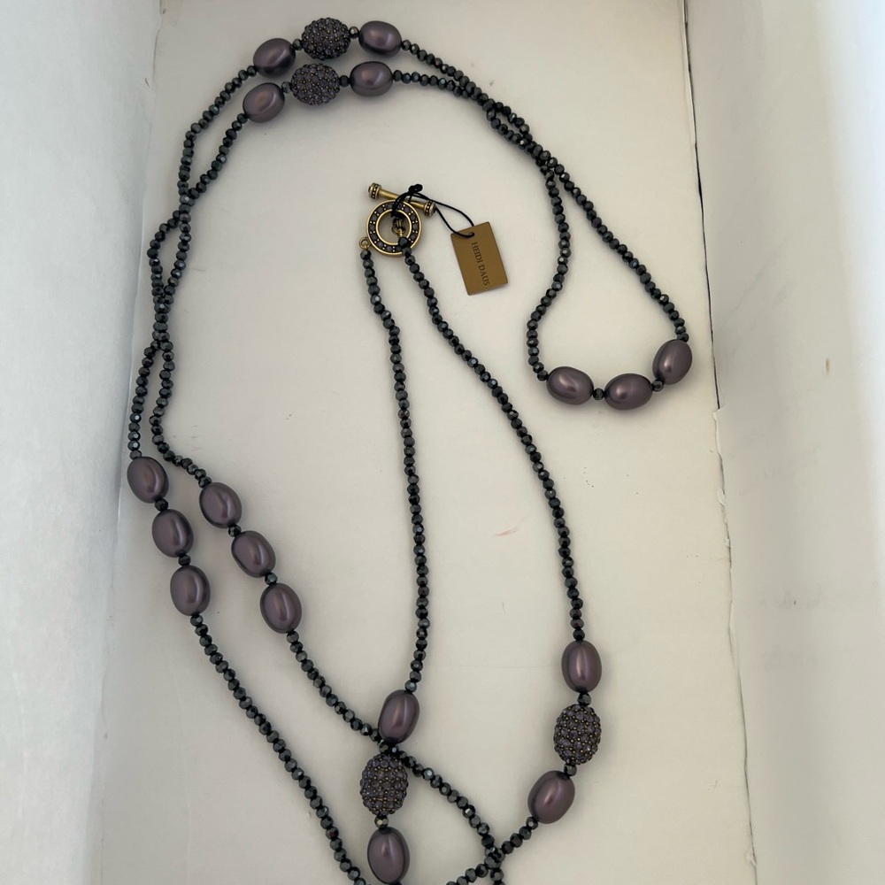 Heidi Daus Black and Purple Beaded Necklace